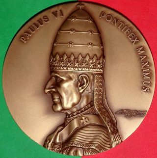 ´´pope Paul Vi´´ Annus Sanctus Mcmlxxv / Bronze Medal By Antunes / 3.  5´´ photo
