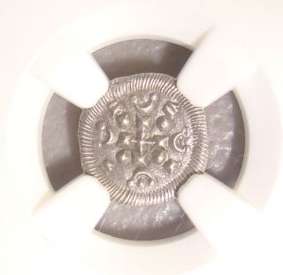 Ad 1095 - 1161 Medieval Hungary Silver Denar Ngc Ms62 photo