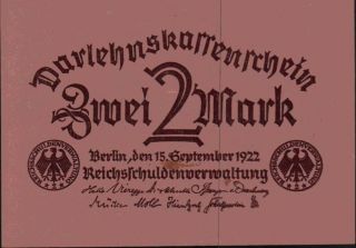 1922 Germany 2 Mark Banknote Uncirculated photo