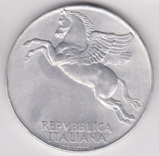 Italy - 1950 R 10 Lire Km 90 Au Pegasus Olive Branch Italian Coin Alum photo