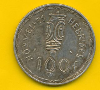 Hebrides 1966 100 Francs Silver Crown Au photo
