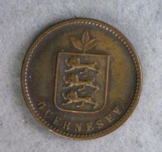 Guernsey 2 Doubles 1858 Very Fine Great Britain (stock 0075) photo