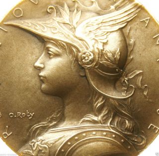 French Marianne Lady - Splendid Antique Art Medal Signed Oscar Roty photo