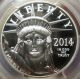 2014 - W $100 Platinum Proof Statue Of Liberty Pcgs Certified Pr 69 Dcam Platinum photo 1