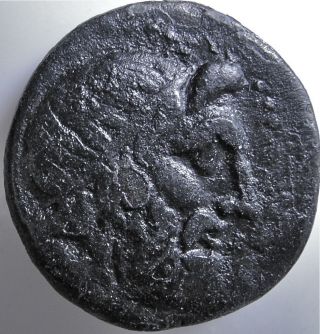 Ancient Greek Coin/macedonia/pella/poseidon Wearing Tania/bull Facing photo