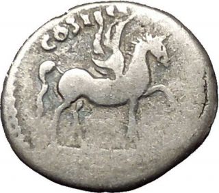 Domitian 76ad Silver Ancient Roman Coin Pegasus Winged Divine Horse I53278 photo