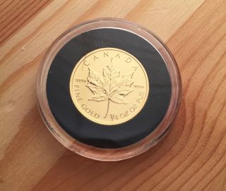 2014 1/4oz Canadian Gold Maple Leaf Coin.  9999 Pure Bu photo