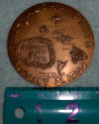 1959 50th State Of Hawaii Official Bronze Medal 2 1/2 