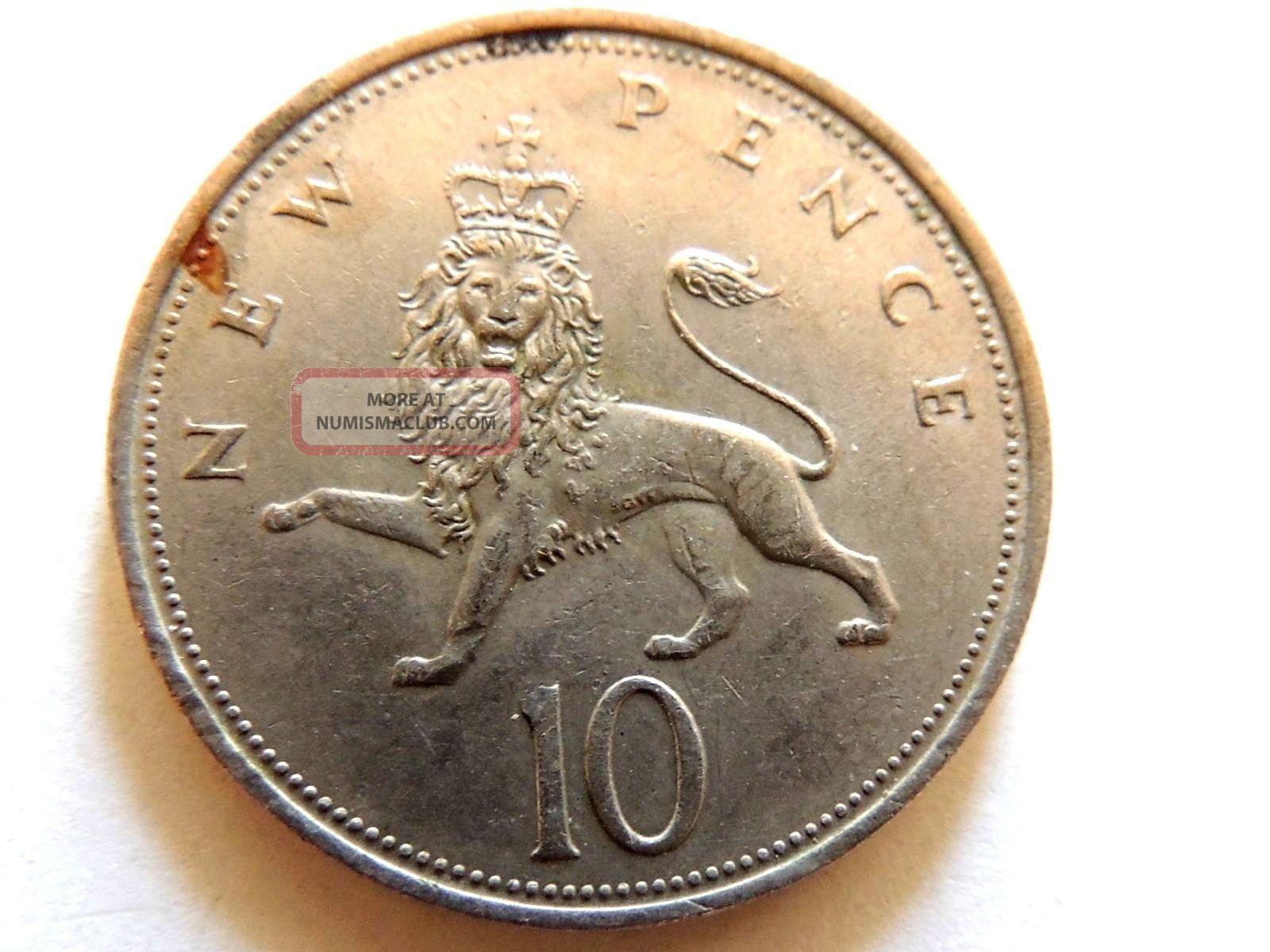 1970 British Ten (10) Pence Coin