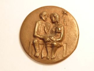 Religious Bronze Medal: Holy Family And Christmas Star: Rev.  German Message photo