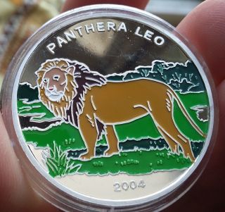 2004 Congo,  1000 Francs,  Lion,  Panthera Leo,  Silver,  Fauna photo
