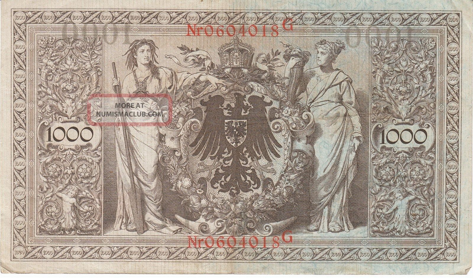 Currency Germany 1910 Reich Banknote Money 1000 Reichsmark Circulated Currency Germany 1910 Reich Banknote Money 1000 Reichsmark Circulated