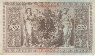 Currency Germany 1910 Reich Banknote Money 1000 Reichsmark Circulated photo