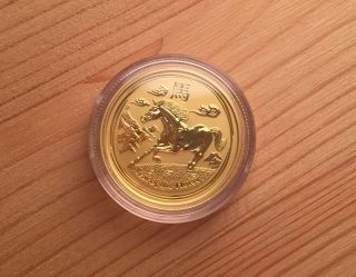 Gold 2014 1/4 Oz Australian Perth Lunar Year Of The Horse Coin Bu photo