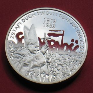 Silver 10zl Coin Of Poland - 20th Anniversary Of Freedom John Paul Ii  Ag photo