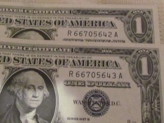 1957 1 Dollar Silver Certificates Consecutive Serial Numbers 16 Near Unc Crisp photo