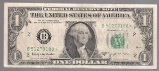 Series 1963 - B One Dollar Federal Reserve Note Serial B 51279188 Star (barr Note) photo