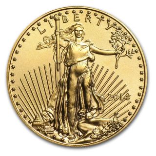 2014 1/10 Oz Ounce Gold Us American Eagle Bu Coin (not Perth Kangaroo) $5 Uncirc photo