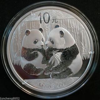 2009 Year China Plated Silver 1oz Panda Coin - 10 Yuan photo