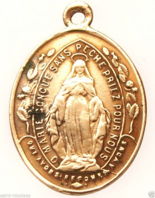 Miraculous Medal - 19th Century Antique Bronze Religious Pendant photo