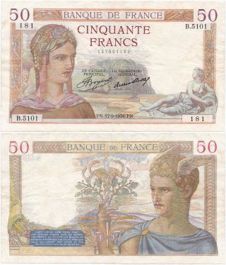 France,  50 Francs 1936,  17.  9.  1936,  Pick 81,  F photo
