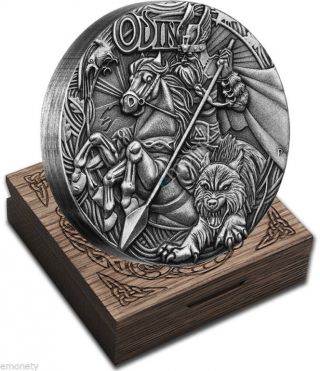 2016 Tuvalu $2 Norse Gods Odin Silver Coin 2 Oz High Relief Perth photo