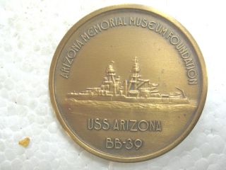 Pearl Harbor Uss Arizona Ship Medal Hawaii Commemorative Coin 7 Dec.  1941 photo