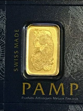 1 Gram Pamp Suisse Pure Gold Bar (in Assay).  9995 Fine Gold.  Certified Guarantee photo
