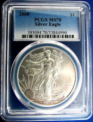 A Perfect 2008 Ms 70 Pcgs Certified American Silver Eagle - Top Grade photo