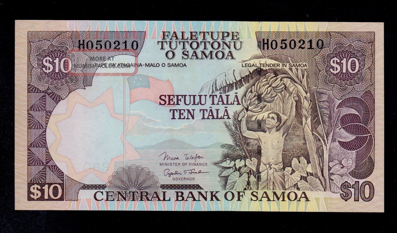 Samoa 10 Tala (2002) H Pick 34b Unc Banknote. Samoa 10 Tala (2002) H Pick 34b Unc Banknote.
