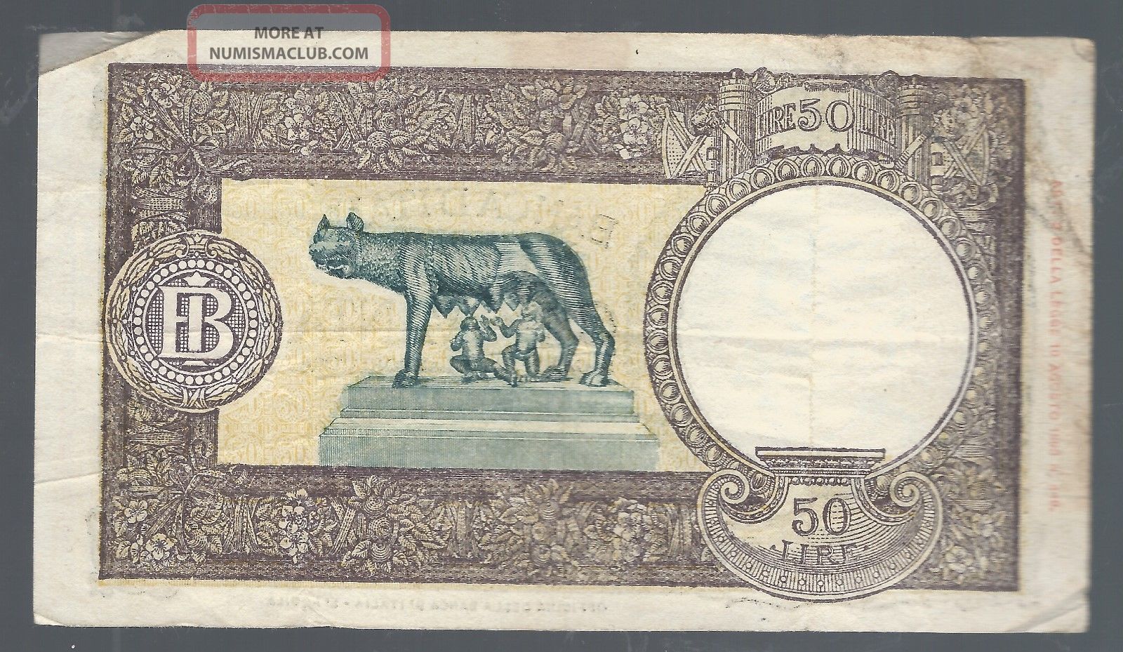 Reproduction Italy 50 lire 1944 UNC