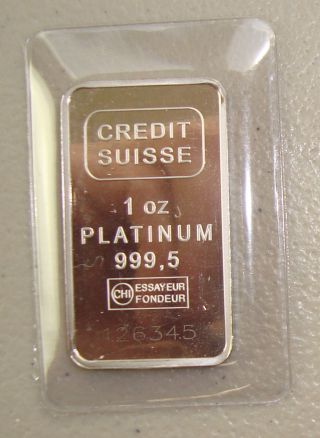 Credit Suisse 1 Oz.  9995 Fine Platinum Bullion Bar photo