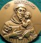 St Anthony W/ Child Jesus / 18th Cent.  Church 89mm Bronze Medal By Cabral Antunes Exonumia photo 1