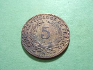 Dominican Republic 5 Centesimos 1891 Bronze Coin photo