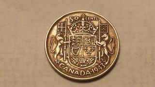 1943 Canada 50 Cents Coin (80 Silver) King George Vi photo