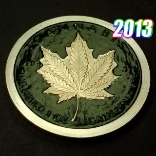 2013 Cannabis Design 1 Oz 999 Fine One Of A Kind Painted Color photo