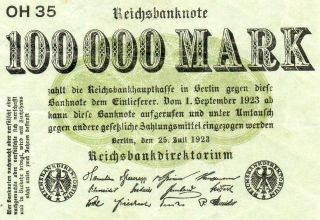 Xx - Rare 100000 Mark Weimar Inflation Note 1923 photo