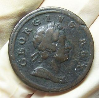 Great Britain (uk) - George I Halfpenny,  1718 (s - 3659) No Obverse Stops photo