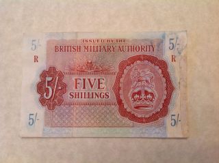 Great Britain Mpc Five 5 Shillings British Military Authority 1943 Nd Ww Ii photo