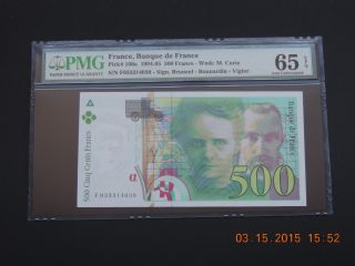 France 1994 - 95 - 500 Francs - Wmk:m.  Curie - Gem Unc Pmg 65 Epq photo