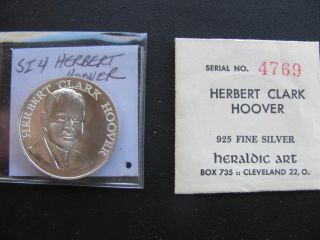 Rare Si 4 Herbert Hoover Heraldic Art Medal & Envelope photo