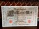 1910 German Empire Huge 1000 Mark Banknote Currency Red Seal Rare Antique Old Europe photo 2