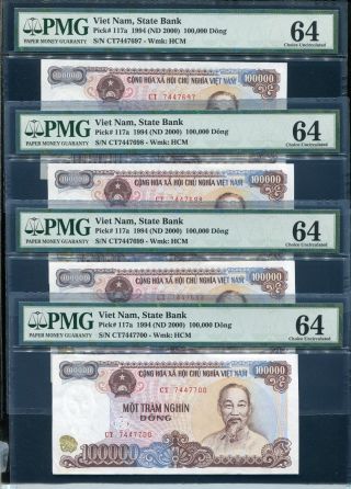 Vietnam Banknote 1 X 100000 100,  000 Dong 1994 Nd (2000) P117a Choice Unc Pmg 64 photo