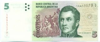 Argentina Note 5 Pesos 2015 Serial J Fabregas - Boudou P 353 Unc photo