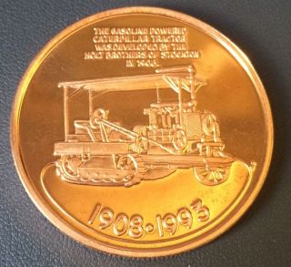 Gasoline Powered Caterpillar Tractor Delta Coin Club Stockton California Medal photo