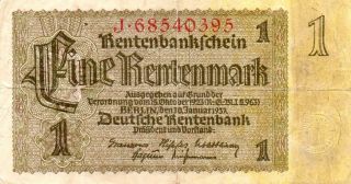 Xxx - Rare German 1 Rentenmark 3.  Reich Nazi Banknote From 1937 F Con photo