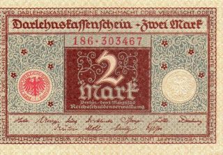 Xxx - Rare German 2 Mark Banknote Darlehnskassenschein From 1920 Unc photo