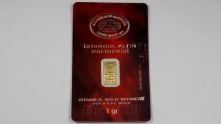1996.  9999 Gold 1 Gram Istanbul Gold Bar In Assay Card - Pm - 922 photo
