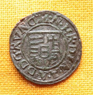 Medieval Hungarian Coin - Habsburg Ferdinand Bronze Denar.  Madonna photo