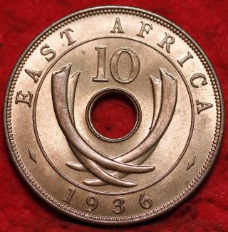 Uncirculated 1936 East Africa 10 Cents Foreign Coin S/h photo